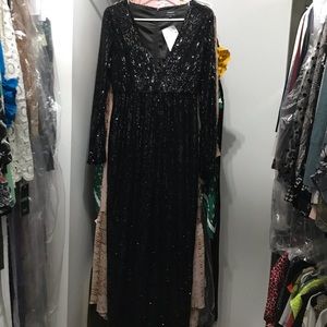 NWT Blk Bardot Sequined Pantsuit
